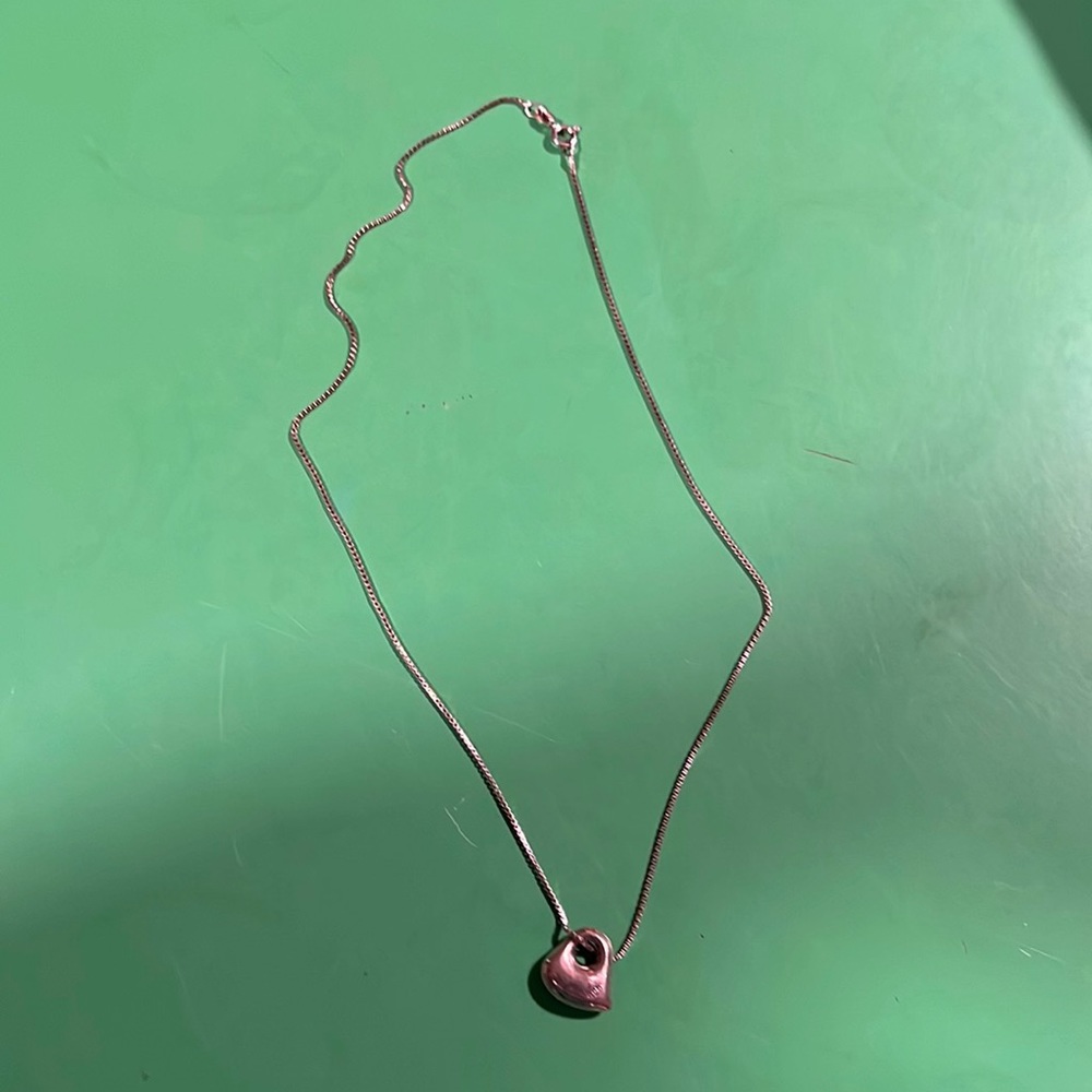 Cute sterling silver Puffy heart on a chain